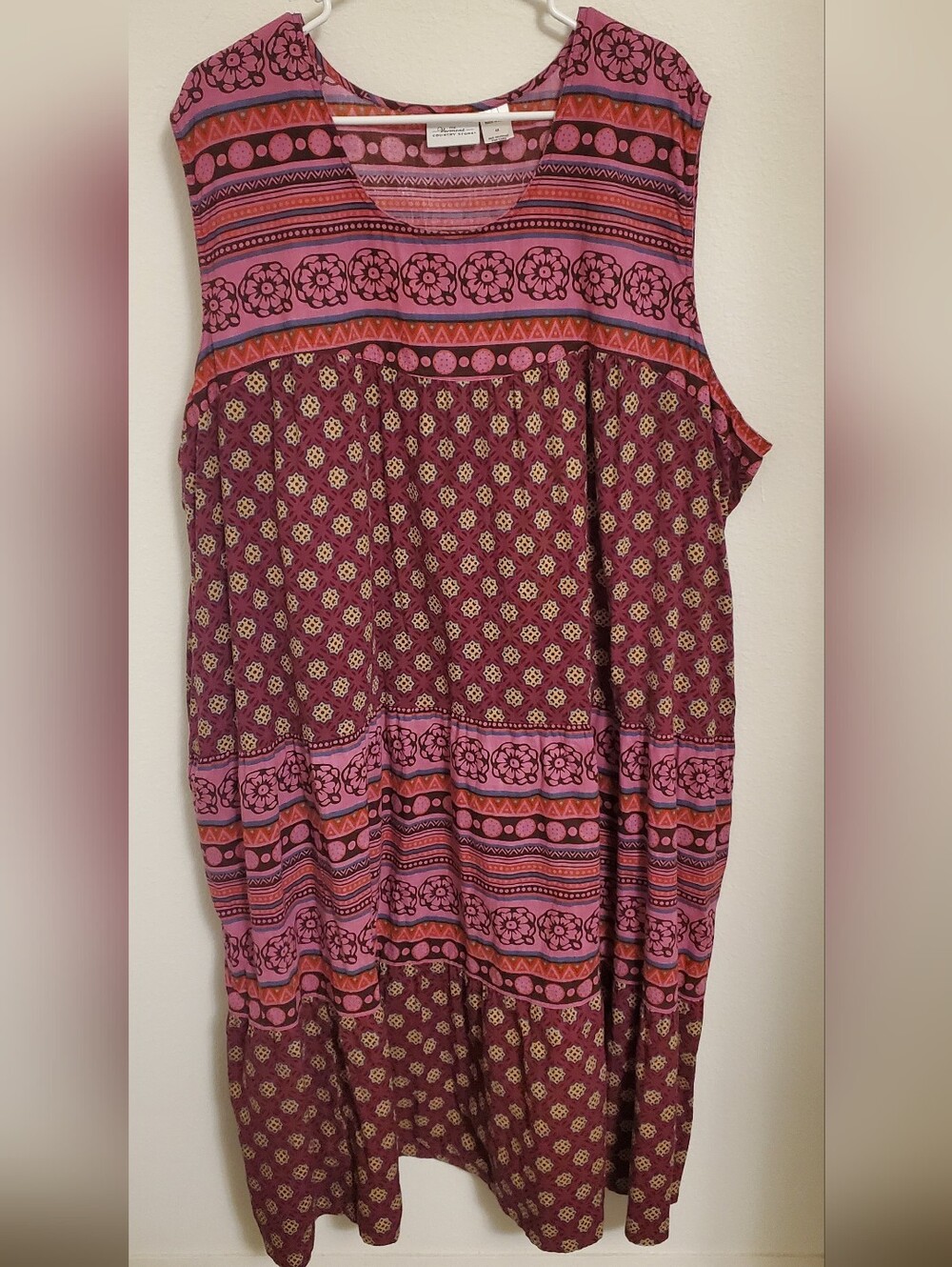 The Vermont Country Store Sleeveless Boho Print House Dress Cottagecore Size 4X